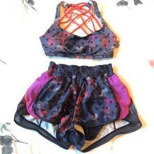 Lululemon matching bra and shorts set
